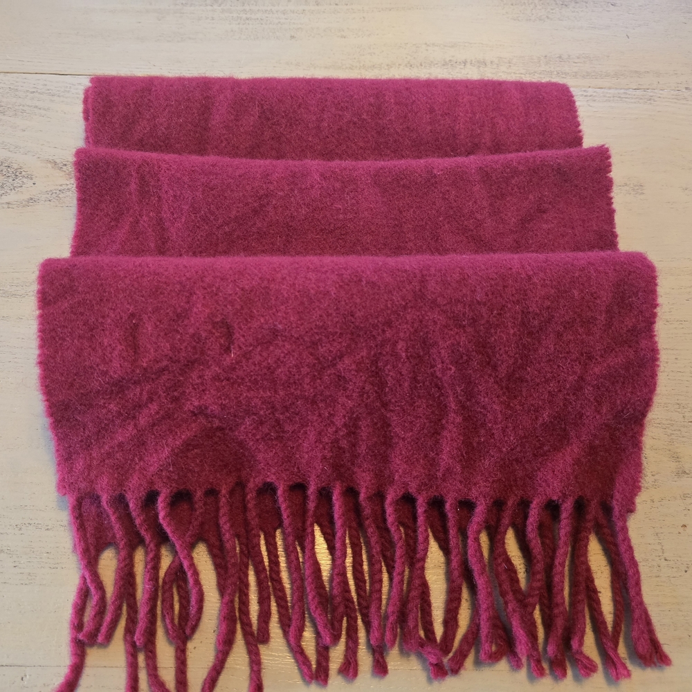 Vintage Marshall Fields New Wool Made in Italy Scarf, CranberryRed 53"×10"Unisex